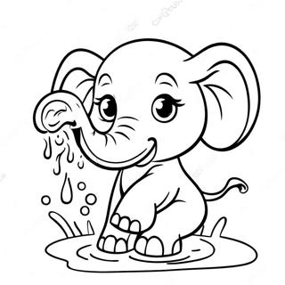 Niedlicher Baby Elefant Der Wasser Spritzt Ausmalbild 57545-47847