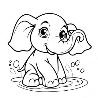 Niedlicher Baby Elefant Der Wasser Spritzt Ausmalbild 57545-47848