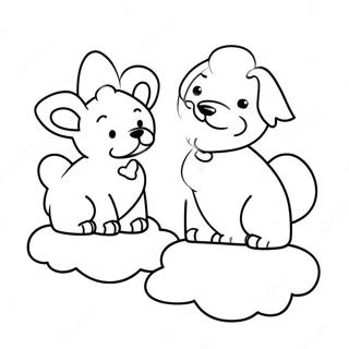 Himmlische Hunde Die In Den Wolken Spielen Ausmalbild 59737-49578