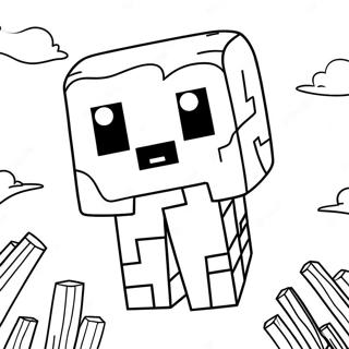 Susser Minecraft Ghast Schwebt Im Himmel Ausmalbild 60487-50183