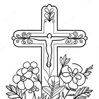 Kreuz Mit Bunten Blumen Ausmalbild 60556-50233