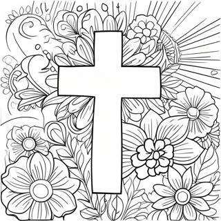 Kreuz Mit Bunten Blumen Ausmalbild 60556-50235