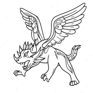 Majestatischer Wolf Drache Fliegend Ausmalbild 60687-50340