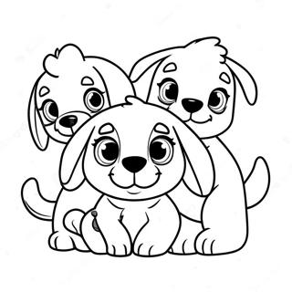 Niedliche Pound Puppies Die Zusammen Spielen Ausmalbild 60787-50421