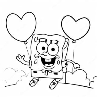 Spongebob Mit Herzluftballons Ausmalbild 61087-50660