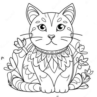 Katze Mit Bunten Blumen Ausmalbild 61576-51039