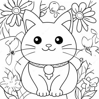 Katze Mit Bunten Blumen Ausmalbild 61576-51040