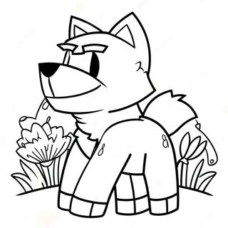 Niedlicher Minecraft Wolf Mit Blumen Ausmalbild 62498-51769