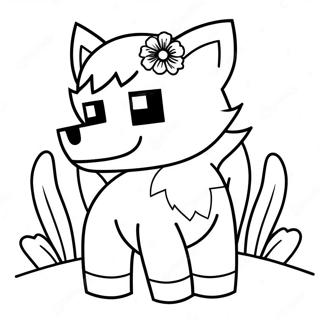 Niedlicher Minecraft Wolf Mit Blumen Ausmalbild 62498-51772