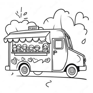 Bunter Food Truck Mit Frohlichen Kindern Ausmalbild 62568-51829