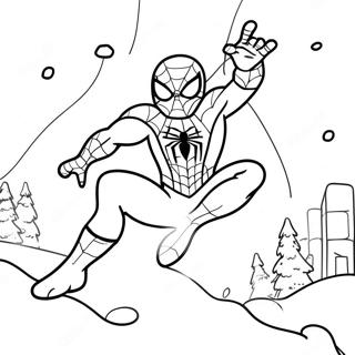 Festlicher Spiderman Der Durch Den Schnee Schwingt Ausmalbild 62708-51939