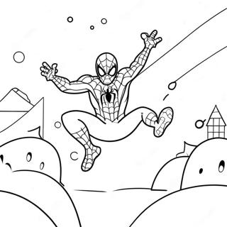 Festlicher Spiderman Der Durch Den Schnee Schwingt Ausmalbild 62708-51940