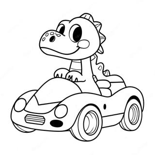 Susser Dinosaurier Der Ein Sportauto Fahrt Ausmalbild 63320-52402