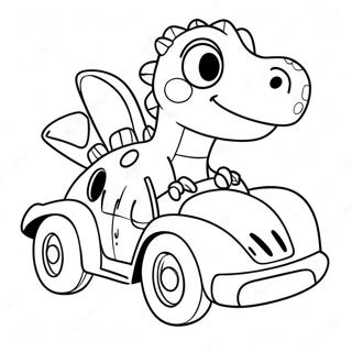 Susser Dinosaurier Der Ein Sportauto Fahrt Ausmalbild 63320-52403