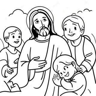 Bunte Jesus Mit Kindern Ausmalbild 64411-53258