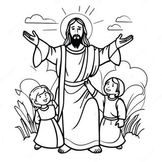 Bunte Jesus Mit Kindern Ausmalbild 64411-53260