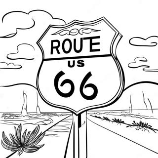 Vintage Route 66 Schild Ausmalbild 64631-53426