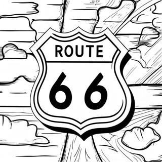 Vintage Route 66 Schild Ausmalbild 64631-53428