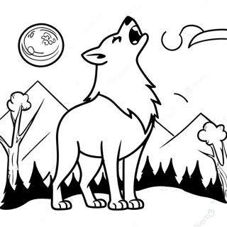 Majestatischer Wolf Der Zum Mond Heult Ausmalbild 64821-53587