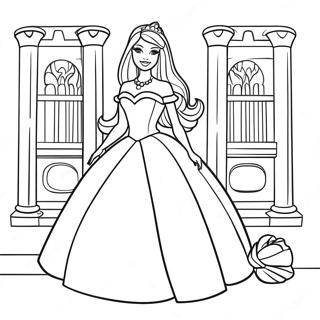 Elegante Barbie Prinzessin In Einem Schloss Ausmalbild 65021-53749