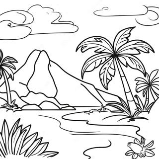 Tropische Polynesische Landschaft Ausmalbild 65051-53772