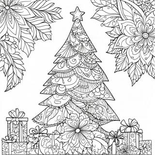 Aufwendiger Weihnachtsbaum Zentangle Ausmalbild 65741-54303