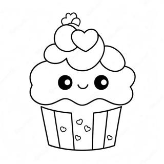 Niedlicher Kawaii Cupcake Mit Herzen Ausmalbild 65751-54322