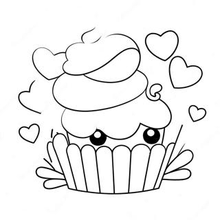 Niedlicher Kawaii Cupcake Mit Herzen Ausmalbild 65751-54323