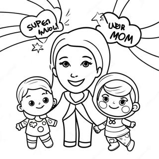 Super Mama Mit Kindern Ausmalbild 66631-55028