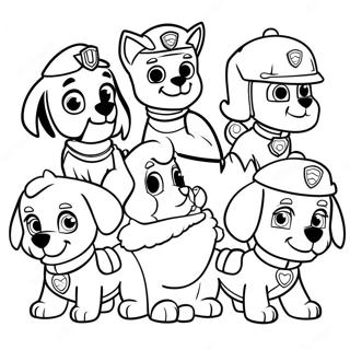 Paw Patrol Charaktere In Weihnachtsmutzen Ausmalbild 672-537