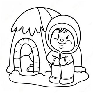 Glucklicher Eskimo Mit Iglu Ausmalbild 69464-57243