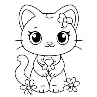 Niedliche Charmmy Kitty Mit Blumen Ausmalbild 69884-57568