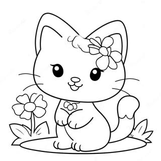 Niedliche Charmmy Kitty Mit Blumen Ausmalbild 69884-57789