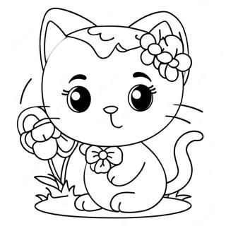 Niedliche Charmmy Kitty Mit Blumen Ausmalbild 69884-57792
