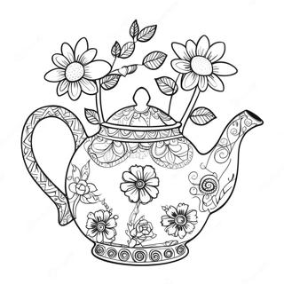 Verspielt Teekanne Mit Blumen Ausmalbild 69914 57824