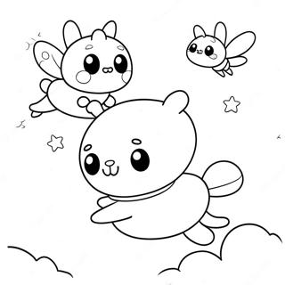 Niedliche Biene Und Puppycat Fliegen Zusammen Ausmalbild 71304-58939