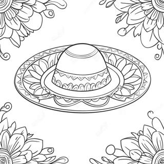 Bunter Sombrero Mit Blumen Ausmalbild 71324-58951