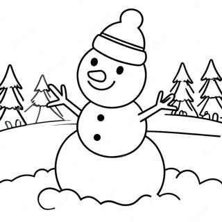 Niedlicher Schneemann An Einem Schneereichen Tag Ausmalbild 73265-60487