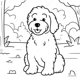 Flauschiger Goldendoodle Der Im Park Spielt Ausmalbild 7935-6448