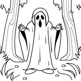 Ghostface In Einem Gruseligen Wald Ausmalbild 802-644