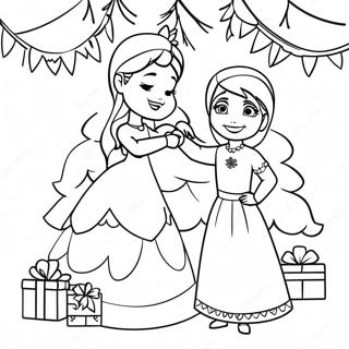 Elsa Und Anna Schmucken Einen Weihnachtsbaum Ausmalbild 8336-6761