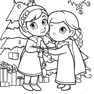 Elsa Und Anna Schmucken Einen Weihnachtsbaum Ausmalbild 8336-6762