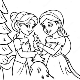 Elsa Und Anna Schmucken Einen Weihnachtsbaum Ausmalbild 8336-6764