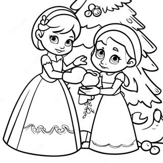 Elsa Und Anna Schmucken Einen Weihnachtsbaum Ausmalbild 8336-6841