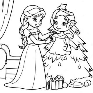 Elsa Und Anna Schmucken Einen Weihnachtsbaum Ausmalbild 8336-6843