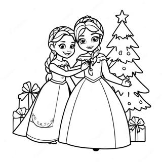 Elsa Und Anna Schmucken Einen Weihnachtsbaum Ausmalbild 8336-6844