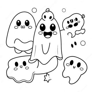 Niedliche Kawaii Geister Halloween Ausmalbild 8476-6946