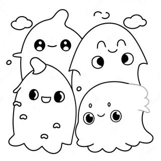 Niedliche Kawaii Geister Halloween Ausmalbild 8476-6947