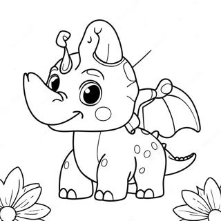 Niedlicher Triceratops Mit Blumen Ausmalbild 8957-7322