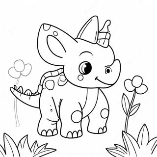 Niedlicher Triceratops Mit Blumen Ausmalbild 8957-7323